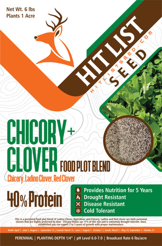 Chicory/Clover Perennial Food Plot Blend (Chicory, Ladino Clover, Red Clover)